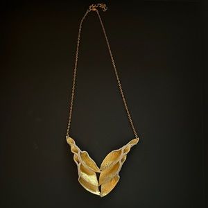 Gold foil leather necklace